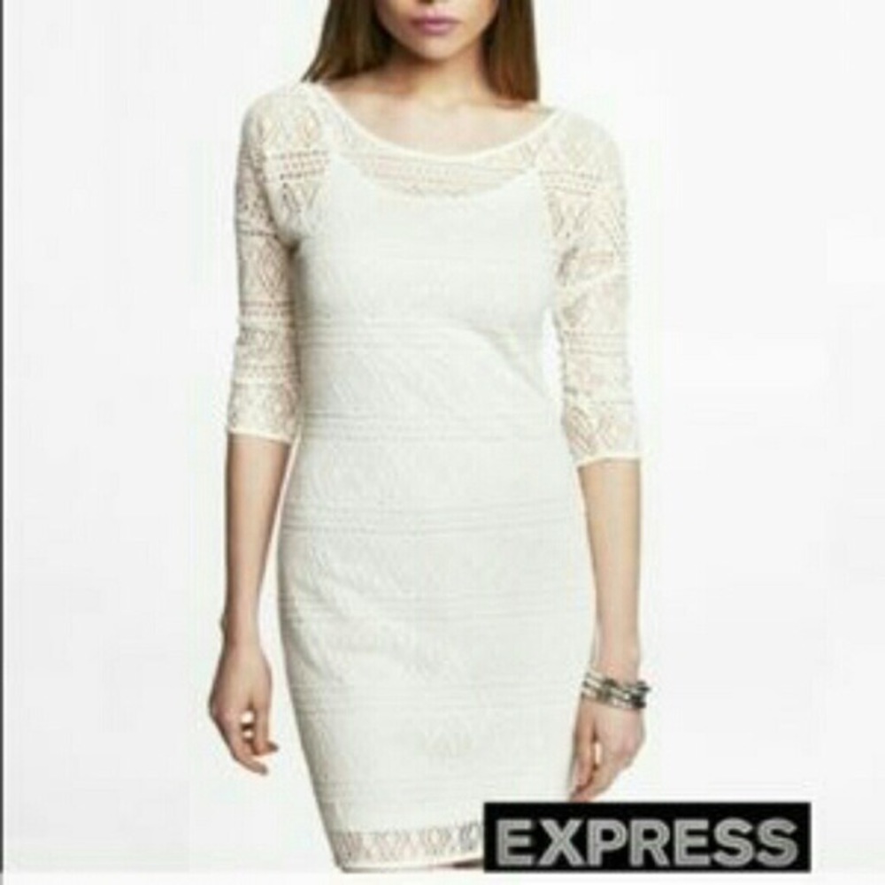 Express Crochet-Like dress 3/4 Sleeves Med